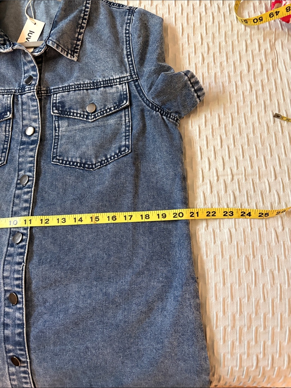 Denim Button-Front SS Dress - Med - Picture 6 of 8